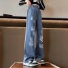 imageRolanko Girls Jeans Denim Elastic Wasit Wide Leg Baggy Pants Kids Clothes 414 YearsRippedhole