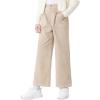 imageRolanko Girls Wide Leg Corduroy Pants High Waist Trousers Vintage Kids Pants Streetwear Casual 412 YearsBeige