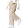 imageRolanko Girls Wide Leg Corduroy Pants High Waist Trousers Vintage Kids Pants Streetwear Casual 412 YearsBeige