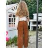 imageRolanko Girls Wide Leg Corduroy Pants High Waist Trousers Vintage Kids Pants Streetwear Casual 412 YearsBrown