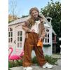imageRolanko Girls Wide Leg Corduroy Pants High Waist Trousers Vintage Kids Pants Streetwear Casual 412 YearsBrown