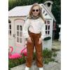 imageRolanko Girls Wide Leg Corduroy Pants High Waist Trousers Vintage Kids Pants Streetwear Casual 412 YearsBrown