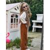 imageRolanko Girls Wide Leg Corduroy Pants High Waist Trousers Vintage Kids Pants Streetwear Casual 412 YearsBrown