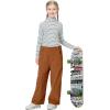 imageRolanko Girls Wide Leg Corduroy Pants High Waist Trousers Vintage Kids Pants Streetwear Casual 412 YearsBrown