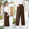 imageRolanko Girls Wide Leg Corduroy Pants High Waist Trousers Vintage Kids Pants Streetwear Casual 412 YearsDarkbrown