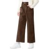 imageRolanko Girls Wide Leg Corduroy Pants High Waist Trousers Vintage Kids Pants Streetwear Casual 412 YearsDarkbrown