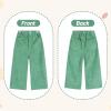imageRolanko Girls Wide Leg Corduroy Pants High Waist Trousers Vintage Kids Pants Streetwear Casual 412 YearsGreen