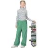 imageRolanko Girls Wide Leg Corduroy Pants High Waist Trousers Vintage Kids Pants Streetwear Casual 412 YearsGreen