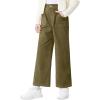 imageRolanko Girls Wide Leg Corduroy Pants High Waist Trousers Vintage Kids Pants Streetwear Casual 412 YearsOlivegreen