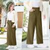 imageRolanko Girls Wide Leg Corduroy Pants High Waist Trousers Vintage Kids Pants Streetwear Casual 412 YearsOlivegreen
