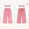 imageRolanko Girls Wide Leg Corduroy Pants High Waist Trousers Vintage Kids Pants Streetwear Casual 412 YearsPink