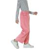 imageRolanko Girls Wide Leg Corduroy Pants High Waist Trousers Vintage Kids Pants Streetwear Casual 412 YearsPink