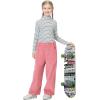 imageRolanko Girls Wide Leg Corduroy Pants High Waist Trousers Vintage Kids Pants Streetwear Casual 412 YearsPink