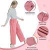 imageRolanko Girls Wide Leg Corduroy Pants High Waist Trousers Vintage Kids Pants Streetwear Casual 412 YearsPink