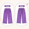 imageRolanko Girls Wide Leg Corduroy Pants High Waist Trousers Vintage Kids Pants Streetwear Casual 412 YearsPurple