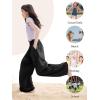 imageRolanko Girls Wide Leg Pants Flowy Loose Fit Palazzo Pants for Girls Kids Linen Trousers Casual Beach 614YBlack
