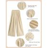 imageRolanko Girls Wide Leg Pants Flowy Loose Fit Palazzo Pants for Girls Kids Linen Trousers Casual Beach 614YKhaki