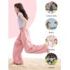 imageRolanko Girls Wide Leg Pants Flowy Loose Fit Palazzo Pants for Girls Kids Linen Trousers Casual Beach 614YPink