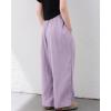 imageRolanko Girls Wide Leg Pants Flowy Loose Fit Palazzo Pants for Girls Kids Linen Trousers Casual Beach 614YPurple