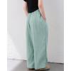 imageRolanko Girls Wide Leg Pants Flowy Loose Fit Palazzo Pants for Girls Kids Linen Trousers Casual Beach 614YSeablue