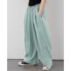 imageRolanko Girls Wide Leg Pants Flowy Loose Fit Palazzo Pants for Girls Kids Linen Trousers Casual Beach 614YSeablue