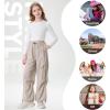 imageRolanko Wide Leg Girls Parachute Cargo Pants for Girls Butterfly Y2K Kids Cargo Jogger Trousers with Pockets Loose FitBeige