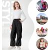 imageRolanko Wide Leg Girls Parachute Cargo Pants for Girls Butterfly Y2K Kids Cargo Jogger Trousers with Pockets Loose FitBlack
