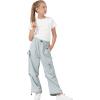 imageRolanko Wide Leg Girls Parachute Cargo Pants for Girls Butterfly Y2K Kids Cargo Jogger Trousers with Pockets Loose FitBlue