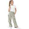 imageRolanko Wide Leg Girls Parachute Cargo Pants for Girls Butterfly Y2K Kids Cargo Jogger Trousers with Pockets Loose FitGreen