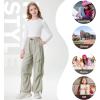 imageRolanko Wide Leg Girls Parachute Cargo Pants for Girls Butterfly Y2K Kids Cargo Jogger Trousers with Pockets Loose FitGreen