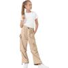 imageRolanko Wide Leg Girls Parachute Cargo Pants for Girls Butterfly Y2K Kids Cargo Jogger Trousers with Pockets Loose FitKhaki