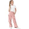 imageRolanko Wide Leg Girls Parachute Cargo Pants for Girls Butterfly Y2K Kids Cargo Jogger Trousers with Pockets Loose FitPink