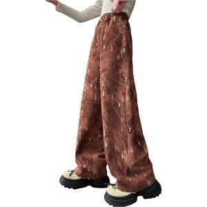 imageRolanko Girls Baggy Jeans Distressed Denim Pants Elastic Waist Wide Leg Jeans for Girls Kids Loose Fit 414 YearsBrown