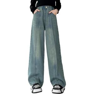 imageRolanko Girls Baggy Jeans Distressed Denim Pants Elastic Waist Wide Leg Jeans for Girls Kids Loose Fit 414 YearsEdgepressing