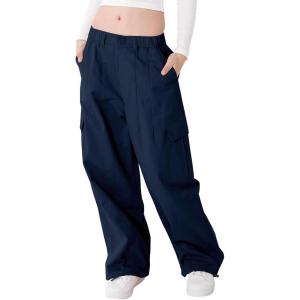 imageRolanko Girls Cargo Pants Wide Leg Streetwear Kids Pants with Pockets Trendy Jogger Trousers 414 YearsNavy