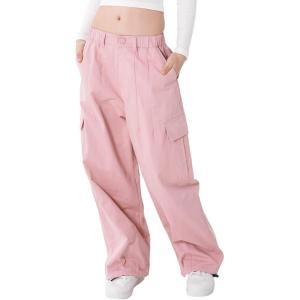 imageRolanko Girls Cargo Pants Wide Leg Streetwear Kids Pants with Pockets Trendy Jogger Trousers 414 YearsPink
