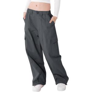 imageRolanko Girls Cargo Pants Wide Leg Streetwear Kids Pants with Pockets Trendy Jogger Trousers 414 YearsRustgray