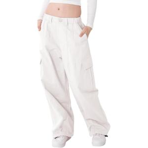 imageRolanko Girls Cargo Pants Wide Leg Streetwear Kids Pants with Pockets Trendy Jogger Trousers 414 YearsWhite