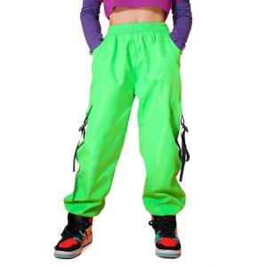 imageRolanko Girls Cargo Pants for Kids Loose Streetwear Hip Hop Dance Cotton Cargo Jogger Pants for Kids 415 YearsGreen
