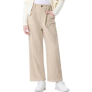imageRolanko Girls Wide Leg Corduroy Pants High Waist Trousers Vintage Kids Pants Streetwear Casual 412 YearsBeige