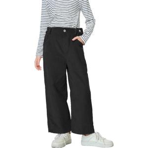 imageRolanko Girls Wide Leg Corduroy Pants High Waist Trousers Vintage Kids Pants Streetwear Casual 412 YearsBlack