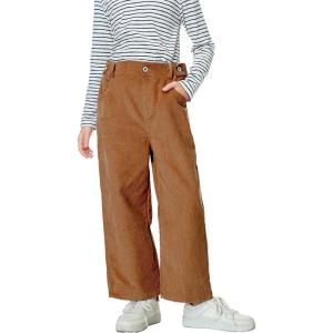 imageRolanko Girls Wide Leg Corduroy Pants High Waist Trousers Vintage Kids Pants Streetwear Casual 412 YearsBrown