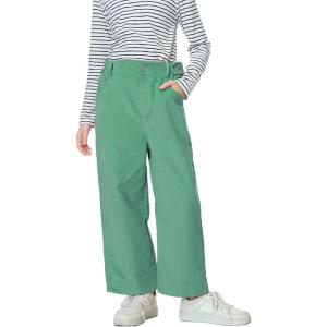 imageRolanko Girls Wide Leg Corduroy Pants High Waist Trousers Vintage Kids Pants Streetwear Casual 412 YearsGreen