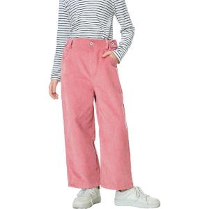 imageRolanko Girls Wide Leg Corduroy Pants High Waist Trousers Vintage Kids Pants Streetwear Casual 412 YearsPink