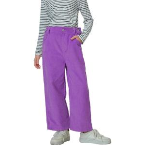imageRolanko Girls Wide Leg Corduroy Pants High Waist Trousers Vintage Kids Pants Streetwear Casual 412 YearsPurple
