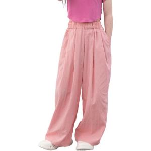 imageRolanko Girls Wide Leg Pants Flowy Loose Fit Palazzo Pants for Girls Kids Linen Trousers Casual Beach 614YPink