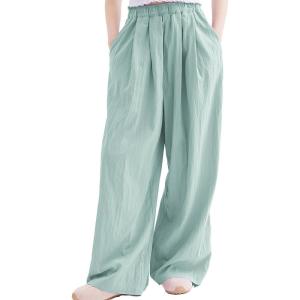 imageRolanko Girls Wide Leg Pants Flowy Loose Fit Palazzo Pants for Girls Kids Linen Trousers Casual Beach 614YSeablue