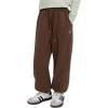 imageRolanko Girls Baggy Sweatpants Solid Jogger Pants Soft Sweats Kids Trousers with Pockets 614YBrown