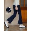 imageRolanko Girls Bell Bottom Chenille Silver Threaded Flare Pants with Pearls Sparkly Corduroy Flare Trousers for Kids 512YNavy