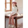imageRolanko Girls Bell Bottom Chenille Silver Threaded Flare Pants with Pearls Sparkly Corduroy Flare Trousers for Kids 512YPink